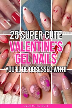 valentines day nail ideas, pink nail designs, red nail designs, heart nail designs, glitter nails, girly nails, date night nails, simple nail designs, romantic nails. Simple Valentines, Easy Valentines, Nails Valentines, Art Valentines, Nails Easy, Cute Valentines, Nails Simple