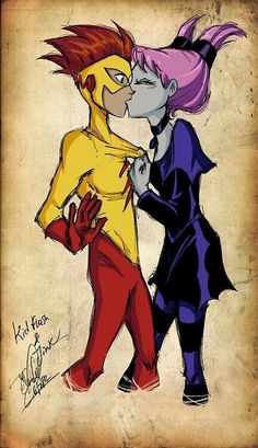 an image of two cartoon characters kissing each other