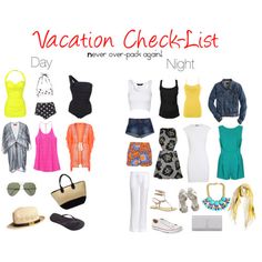 there are many different types of clothes and shoes on this page, including one that says vacation check - list