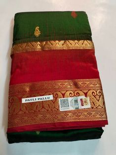 Item...Kanchipuram silk saree Fabric....Pure Silk Work...Golden jari weaving work Length...Saree 5.5 MTR Bp..1 MTR Colour...Red with green Care...Dry wash Ceremonial Banarasi Silk Dupatta With Tilla, Ceremonial Art Silk Saree With Tilla, Ceremonial Banarasi Silk Traditional Wear With Tilla, Ceremonial Traditional Wear In Banarasi Silk With Tilla Detailing, Semi-stitched Saree With Tilla For Puja, Ceremonial Traditional Wear In Banarasi Silk With Tilla, Green Tilla Saree For Puja, Green Art Silk Saree With Tilla Details, Gold Paithani Silk Saree With Tilla