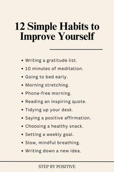 a white poster with the words, 12 simple habitts to improve yourself