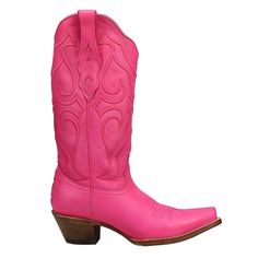 Astonishing, gorgeous, and fashionable. A style that will last for years to come, these hot pink boots are what you need. The hot pink shaft is highlighted with an embroidery pattern on its 13-inch height. Wear them with jeans or a dress, and give your outfit that pop of color you were looking for. This is a style you can wear all day without worrying about getting tired. It features; sturdy pull-on straps with an elegant snip-toe silhouette The smooth inside leather lining, cushioned leather in Hot Pink Boots, Corral Boots Womens, Boots Mid Calf, Corral Boots, Pink Boots, Heel Caps, Boots Womens, Western Cowboy Boots, Rubber Heels