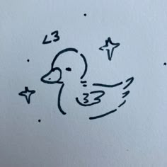 a drawing of a duck with stars in the background