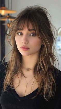 Kinds Of Bangs For Women, Hair Styles Bangs Long Hair, Frame Bangs Medium Hair, Frame The Face Haircut, Haircuts Face Framing Bangs, Wispy Thick Bangs, Wispy Fairy Bangs, Bangs Thick Hair Round Face, Light Bangs Hairstyles