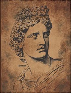 an old drawing of a man with curly hair