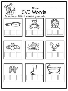 the cvc worksheet is filled with pictures to help students learn how to read and