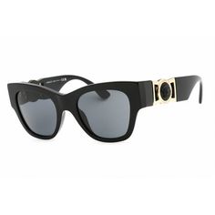 Versace VE4415U GB1/87 women's sunglasses made of black plastic frame. It has full rim cat eye shape frame along with a Versace logo at the temple. Versace VE4415U GB1/87 sunglasses are easy to wear with fixed nose pads for a more secure and comfortable fit. These stylish sunglasses features plastic dark grey lens. Versace VE4415U GB1/87 measures 52mm lens width, 21mm bridge size, 145mm temple size. Versace VE4415U GB1/87 women's sunglasses are brand new and comes in an original gift box. Size: Woman Sunglasses, Versace Logo, Eye Shape, Stylish Sunglasses, Eye Shapes, Grey Lenses, The Temple, Women's Sunglasses, Black Plastic