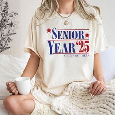 Senior 2025 Shirt, Gift for Senior, 2025 Graduation Gift, High School Tee, Class of 2025 Senior Shirt, College Matching Shirt  Heather colors are 52% combed and ring-spun cotton, 48% polyester - Athletic and Black Heather are 90% combed and ring-spun cotton, 10% polyester - Solid Colors 100% pre-shrunk cotton - Fiber content may vary by color FOR THE BEST FIT; (See Size Chart in Images). 1) Lay a t-shirt on a flat surface. 2) Measure the chest area, just under the armpit from side to side find t Senior Shirts Gender Neutral, 23niors Shirt, Class Shirt Design Ideas High Schools, Senior T Shirts Ideas Design 2025, Class Of 25 Senior Shirts, Senior Class Shirts Design, Class Shirt Ideas, Senior Shirts Ideas, Senior T Shirts Ideas Design