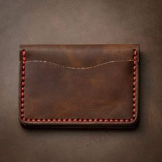 Modern aesthetics meets old-school style in this Leather Wallet.When you slip our 5 Card Wallet into your pocket, it almost feels like nothing is there. Your wallet will gather compliments from friends and earn patina the more you use it. From the intoxicating leather aroma to our attention to detail it will be hard to put this wallet down.Our full-grain Horween leather means your wallet will develop character and patina. We hand-sew this wallet with thick Tiger Thread so it will never unravel o Horween Chromexcel, Fun Wallets, Horween Leather, Leather Workshop, Pocket Wallet, Leather Wallets, Personalized Keychain, Leather Work, Modern Aesthetics