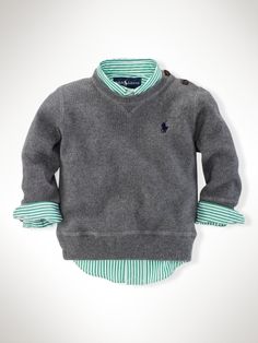 Crewneck Sweater - Sweaters   Infant Boy (9M-24M) - RalphLauren.com Half Zip Sweater Outfit, Zip Sweater Outfit, Color Combos Outfit, Half Zip Sweater, Infant Boy, Sweater Outfit, Baby Boy Fashion, Cotton Pullover