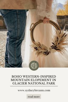 A boho Western inspired elopement in the mountains. | Western wedding dress, lasso rope bouquet, Glacier National Park boho elopement, Sydney Breann Photography, eloping in Montana, unique elopement destinations Boho Mountain