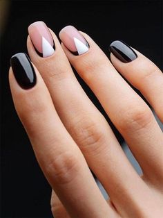 Amazon.com: Black And White Nail Polish Long Nail Designs, Her Nails, French Nail Designs, Nail Tattoo, Short Nail Designs, Healthy Nails, Accent Nails, Chic Nails