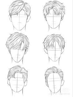 how to draw the head and shoulders of a man with different hair styles for each face