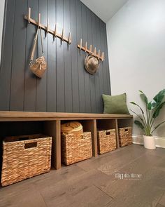 From cluttered to cozy in just 3 days! This mudroom makeover is complete with a custom-built bench, perfect for kicking off those shoes and staying organized. Swipe to see the transformation! 🛠️✨Thank you @angelarosehome for the inspiration 😘 Painted in Iron Ore from @sherwinwilliams Stained in Van Dyke Brown by @generalfinishes #HomeRenovation #MudroomMakeover #DIY #furnitureartists #furnituretransformation #furniturerevamped #diy #furnitureupcycle #paintedfurniture #itsaboutflippint... Reed Furniture, Mudroom Makeover, Diy Mudroom Bench, Custom Benches, Iron Ore, Furniture Refinishing, Laundry Mud Room, Built In Bench