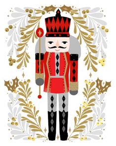 a nutcracker is standing in front of a wreath