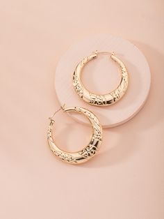 Gold Glamorous   Metal  Hoop    Jewelry Hoop Jewelry, Open Hoop Earrings, Hoop Earrings Gold, Gold Earrings Designs, Girly Jewelry, Milk Tea, Designer Earrings, Earrings Gold, Buying Gifts