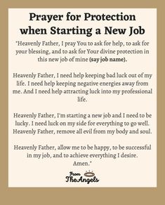 prayer for protection when starting a new job with the help of an angelic father