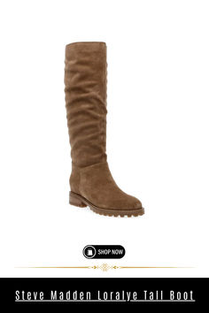 Step into style and sophistication with the Steve Madden Loralye Tall Boot. These leather knee-high boots are the perfect addition to any fashion-forward woman's wardrobe. The rich brown suede adds a touch of elegance, while the lug sole provides both durability and traction. Whether you're dressing up for a night out or running errands around town, these boots will keep you looking chic and feeling confident.

Aesthetic Shoes/ Aesthetic Boots/ Steve Madden Loralye Tall Boot/ Boots/ Women's Wear Brown Suede Wide Calf Knee-high Boots, Brown Suede Knee-high Boots Medium Width, Brown Suede Knee-high Boots With Suede Lining, Shoes Aesthetic Boots, Confident Aesthetic, Aesthetic Boots, Boots Aesthetic, Feeling Confident, Tall Boot