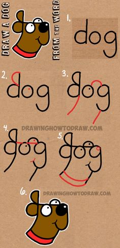 the instructions for how to draw a cartoon dog