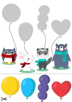 an image of some animals with balloons