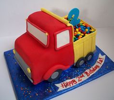 a birthday cake made to look like a truck