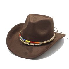 PRICES MAY VARY. [Quality material] : Our cowboy hats are made of high quality suede leather, which is comfortable to feel, stylish and lightweight. It is also windproof and warm, very strong, not easy to deform and damage. [Cap size] : Cap circumference 57-58cm/22"-23"; Edge width :8 cm /3.15 "; Hat height :12 cm /4.72 ". The inside of the hat has an adjustment strap that you can adjust to fit your head circumference. [Western cowboy hat design] : The classic western cowboy hat style, the crown Adjustable Felt Cap For The Beach, Adjustable Felt Beach Cap, Brown Country Style Felt Hat, Brown Adjustable Hat For Country Events, Adjustable Brown Hat For Festivals, Adjustable Brown Hat For Festival, Brown Outdoor Cap Felt Hat, Brown Adjustable Hat For Festivals, Adjustable Suede Hat With Curved Brim