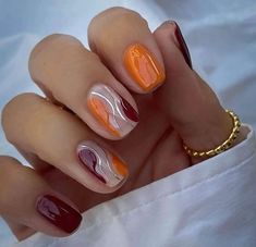 November Gel Nails Short, November Gel Nails, Short November Nails, Nails November, Unghie Sfumate, Thanksgiving Nail Designs, Simple Fall Nails, November Nails