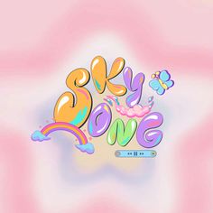 the sky love logo is shown on a pink background