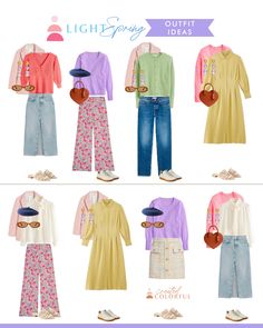 Light Spring Capsule Wardrobe, Spring Color Palette Outfits, Clear Spring Palette