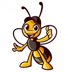 a yellow and black cartoon bee giving the thumbs up