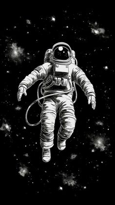 an astronaut floating in the space with stars