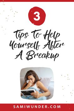 a woman reading a book with the title 3 tips to help yourself after a break