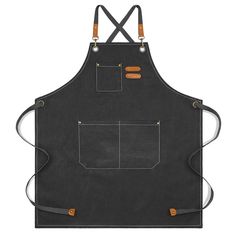 a black apron with two pockets on the front