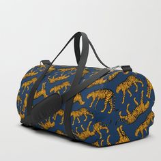 Tigers Navy Blue Duffle Bag #Tigers #Navy #Blue #Bags #travel Flowers Vintage, Retro Flowers