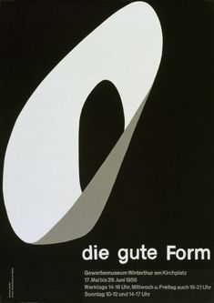 a black and white poster with the word die gute form on it's side