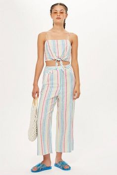 12 Summer Co-Ords To Buy Now | sheerluxe.com Summer Co Ords, Cropped Wide Leg Trousers, Rainbow Outfit, Legging Outfits, Co Ords, Topshop Outfit, Mode Online