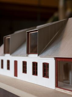 Transformation of a four-winged farm - Jespersen Nødtvedt Architectural Roof Design, Collonade Architecture, Architecture Massing Diagram, Embedded Architecture, Architecture Roof Design, Dormer Window Ideas, Architecture Concept Model, Transformation Architecture, Farm Architecture