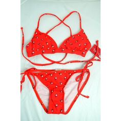 Bikini Lab Size Small 2 Piece String Bikini Red Paisley Padded Nwt $72 Bright And Vivid Red With A Paisley Design Reminiscent Of A Super Chic Bandanna Bikini Top With Removable Pads And Adjustable Straps And Matching Bikini Bottoms. Due To The Nature Of The Garment, We Will Not Accept Returns On Swimwear. Top -Cup Width: 6.5" -Cup Height: 6.5" Bottoms -Flat Waist: 12.5" -Mid-Rear Coverage: 9" -Length: 8.5" Self: 82% Nylon; 18% Elastane. Lining: 100% Polyester. Hand Wash Cold. Only Non-Chlorine B Holiday Fitted Printed Swimwear, Red Fitted Printed Swimwear, Fitted Red Printed Swimwear, Red Printed Triangle Top Swimwear, Red Paisley, Paisley Design, Womens Swim, String Bikinis, 2 Piece