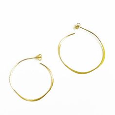 Hammered Handmade Hoops on Post | Gold Hoops | Illusion Hoops on Post |Semi-Oval Hoops | Stud Back C Hammered Hoop Earrings, Best Flats, Hammered Metal, Full Circle, Gold Hoops, The End, Gold Bracelet, Hoop Earrings, Gold