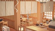 Acnh Japanese Room, Asian Cafe, Japanese Apartment, Island Theme, Acnh Ideas, Animal Crossing Pocket Camp