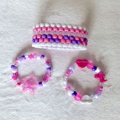 Set Of Three Adorable Pastel Edm Rave Candy Bracelets. Pink, Purple, And Iridescent Beads. Bracelets Glow Under Black Light. Stretchy Elastic. So Cute! Handmade; The One Posted Is The One You Get Ooak; Not Dolls Kill Kawaii Pink Bracelet For Party, Kawaii Adjustable Pink Beaded Bracelet, Pink Adjustable Kawaii Beaded Bracelets, Adjustable Pink Beaded Bracelets In Kawaii Style, Adjustable Pink Beaded Bracelet In Kawaii Style, Pink Beaded Kawaii Bracelets, Kawaii Pink Beaded Bracelets, Cute Purple Bracelets With Colorful Beads, Cute Purple Bracelet With Colorful Beads