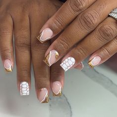 White & Gold 🤍✨ Nail Inspo, White Gold, Nails, Gold, White, Quick Saves