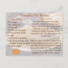 a recipe for pumpkin pie with instructions