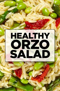 healthy orzo salad with green beans and peppers