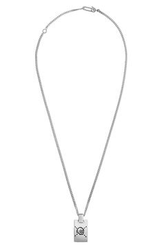 Designed in a collaboration with artist Trouble Andrew, this lengthy necklace is anchored with a silver pendant etched with a signature GucciGhost motif. Style Name:Gucci Ghost Pendant Necklace. Style Number: 6146262. Available in stores. Engraved Silver Gucci Necklace, Gucci Sterling Silver Chain Jewelry, Gucci Luxury Necklace With Adjustable Chain, Gucci Necklace With Adjustable Chain For Gift, Elegant Gucci Chain Necklace, Gucci White Gold Chain Jewelry, Gucci Luxury Jewelry With Adjustable Chain, Luxury Gucci Jewelry With Adjustable Chain, Gucci Jewelry With Adjustable Chain For Gift