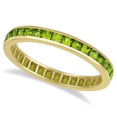 Princess-Cut Peridot Eternity Ring Band 14k Yellow Gold (1.36ct) Canary Diamond Ring, Baguette Eternity Ring, Yellow Canary, Sapphire Eternity Ring, Canary Diamond, Mothers Ring, Eternity Ring Gold, Colored Diamond Rings, Princess Cut Gold