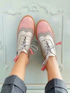 Custom Made New Women's Multicolor Leather Oxford Lace up Wingtip Brogue Shoes. | eBay Popular Boots, Soft Fashion, Lady Shoes, Cinderella Shoes, Fashion Shoes Flats, Popular Handbags, Brogue Shoes, Peep Toe Shoes, Women Oxford Shoes