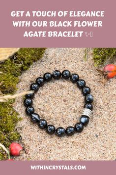 Enhance your style with our stunning Black Flower Agate Bracelet. 🌸💫 This crystal bracelet is not only a beautiful accessory, but it also promotes grounding, balance, and positivity in your life. 🙏✨ Click here to shop now and experience the healing powers of the Black Flower Agate Bracelet! 🛍️💎 #BlackFlowerAgate #CrystalBracelet #HealingCrystals Adjustable Beaded Obsidian Bracelet, Adjustable Obsidian Beaded Bracelet, Adjustable Obsidian Bracelet With Gemstone Beads, Adjustable Obsidian Gemstone Beads Bracelets, Adjustable Onyx Stretch Bracelet With Gemstone Beads, Black Gemstone Beads Stretch Bracelet Gift, Adjustable Obsidian Crystal Bracelet With Gemstone Beads, Black Stretch Bracelet With Gemstone Beads For Gift, Adjustable Onyx Bracelet For Healing