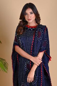 Shop for Dyelogue Blue Gajji Silk Bandhani Draped Tunic for Women Online at Aza Fashions Bandhani Motifs, Tunics Online, Blue Tassel, Designer Dresses Indian, Draped Dress, Womens Tunics, Not For Sale, Indigo Blue, Aza Fashion