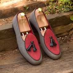 CUSTOMIZE Mens Dress Slippers, Red Slippers, Double Monk Strap, Tassel Shoes, Custom Design Shoes, Bespoke Shoes, Shoes Handmade, Occasion Shoes, Leather Slippers